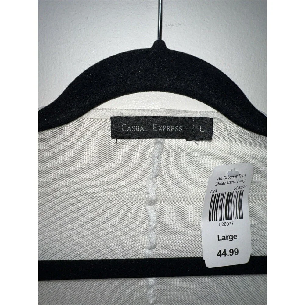 Women’s Casual Express Crocheted Ivory Lacy Shawl Size Large L - Picture 2 of 11